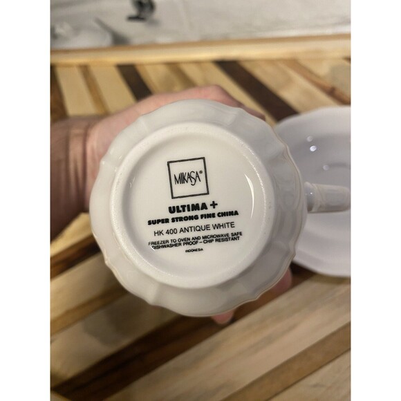 Mikasa Ultima + HK 400 Antique White, Set Of 2, 10 Oz Coffee, Tea Cups & Saucers - Picture 7 of 10